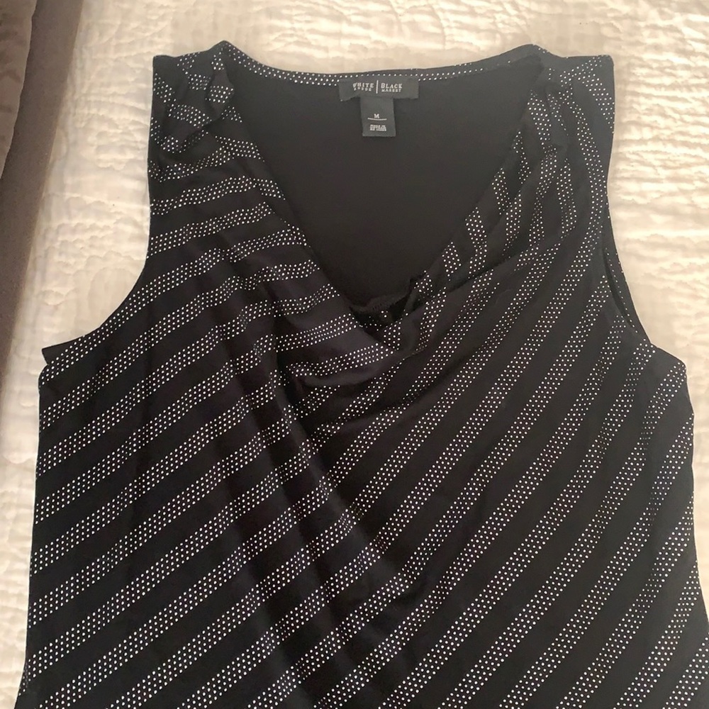 silver and black WHBM cowl neck tank